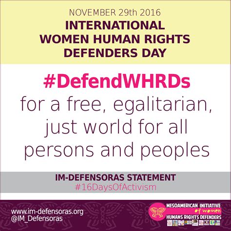 Statement November 29th International Women Human Rights Defenders