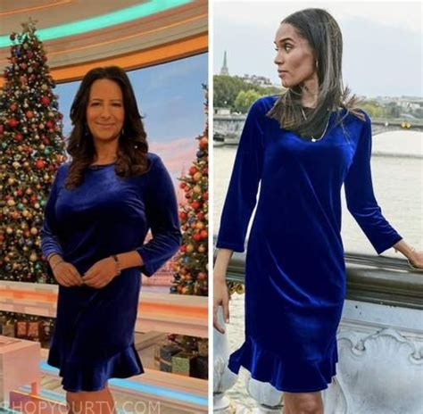 Good Morning Britain December 2022 Ranvir Singhs Blue Velvet Ruffle Dress Shop Your Tv