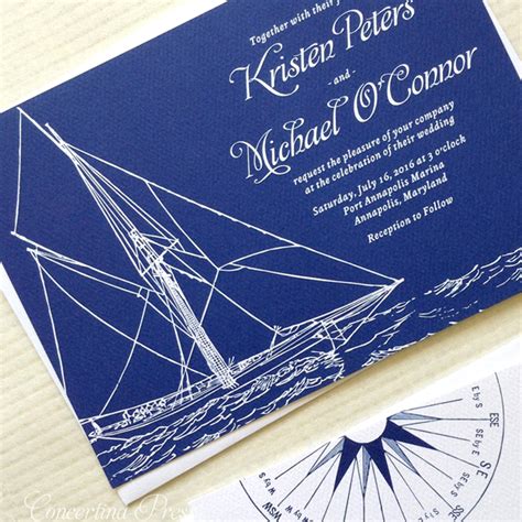 Concertina Press Stationery And Invitations Yacht Wedding Invitations