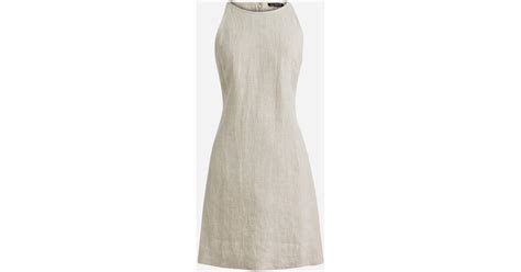 J Crew Maxine High Neck Shift Dress In Linen In Gray Lyst