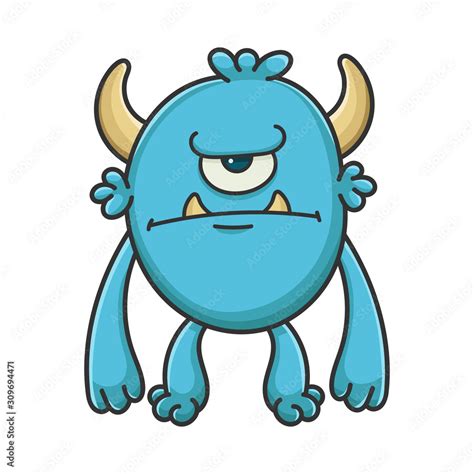 Happy Cyclops Cartoon Furry Creature Monster Stock Vector | Adobe Stock