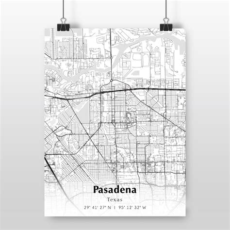 Pasadena City Map Print, Pasadena Texas Map Poster, USA City Street Map
