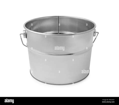 New metal paint bucket isolated on white Stock Photo - Alamy