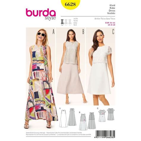 Burda 6628 Misses Dress Pattern White