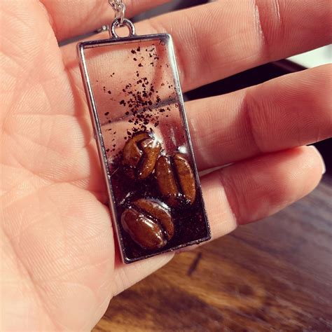 Real Coffee Bean Pendant Necklace Etsy