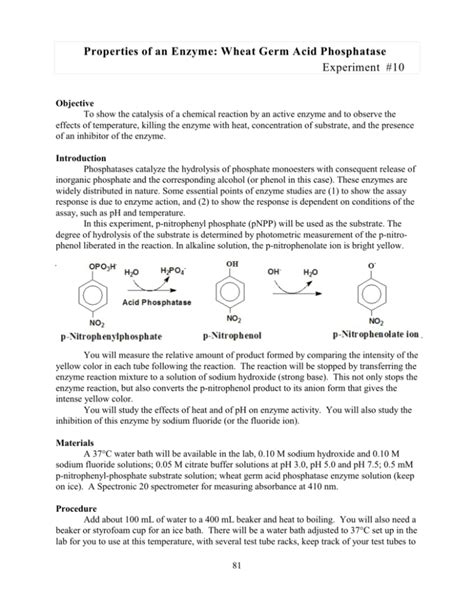 Properties of an Enzyme: Wheat Germ Acid Phosphatase