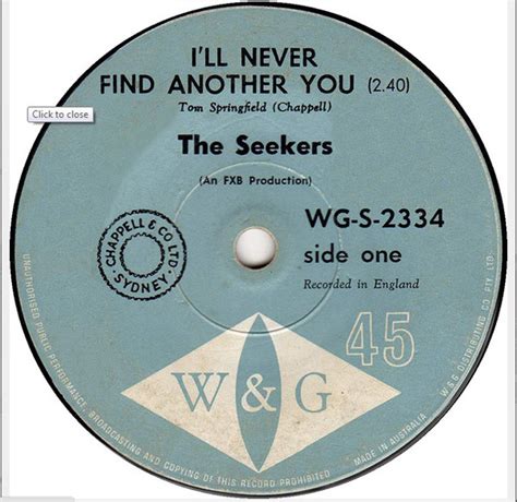 The Seekers Ill Never Find Another You Vinyl 7 45 Rpm Single