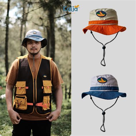 Jual Dual Tone Adult Hat Topi Rimba Safari Bucket Hat Dewasa Pria