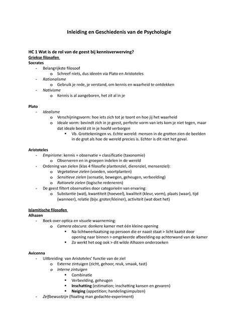 H1 5 HC1 Tm 5 Inleiding En Geschiedenis Van De Psychologie HC 1 Wat