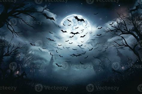 Scary night sky with flying bats. 32000444 Stock Photo at Vecteezy