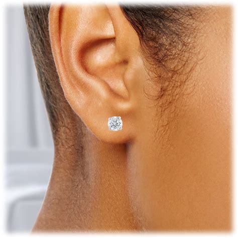 Meh 38 Carat Tw Round Cut Diamond Solitaire Earrings Set In 10k White