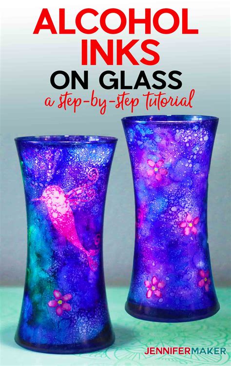 Alcohol Ink Glass Vase Decorated With Stencils Jennifer Maker