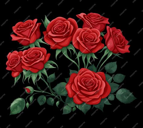 Premium Vector Vector Hand Drawn Red Rose Flower Bouquet Ai Generated