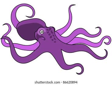 Purple Octopus Cartoon Stock Vector (Royalty Free) 86620894 | Shutterstock