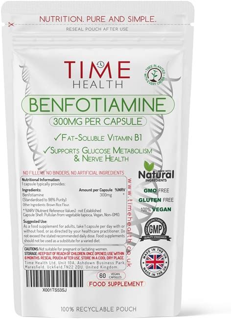 New Benfotiamine 300mg Fat Soluble Vitamin B1 Thiamine 98