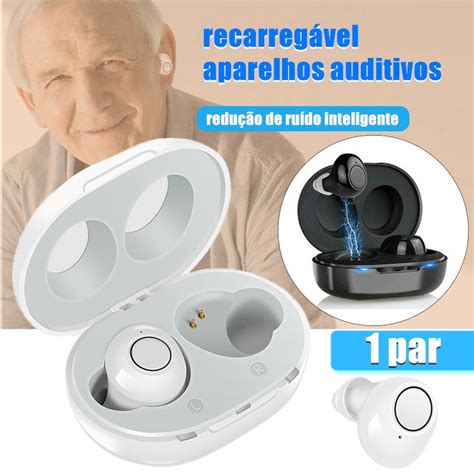 1 Par Mini Amplificador Auditivo Invisível Digital Recarregável