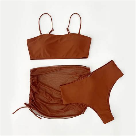 Conjunto De Bikini De Piezas Para Mujer Top De Tubo Parte Inferior De