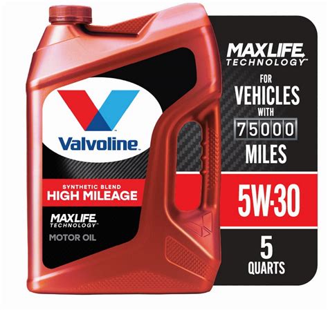 Valvoline High Mileage With Maxlife Technology Sae W Synthetic