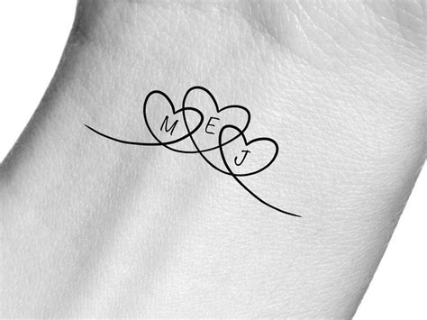 Custom Heart Initials Temporary Tattoo Custom Heart Letters Tattoo