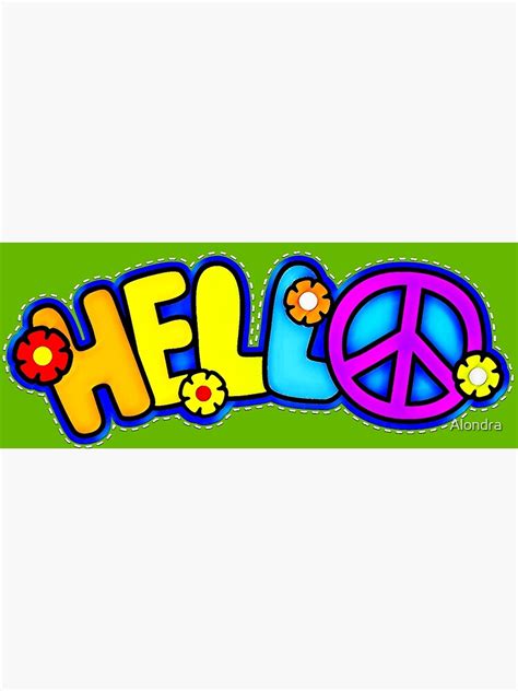 "Colorful Hello with Flowers and Peace Sign" Canvas Print for Sale by ...