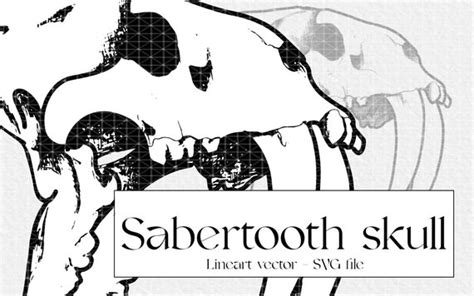 Sabertooth Skull Lineart Vector Svg File Sketch Style Etsy