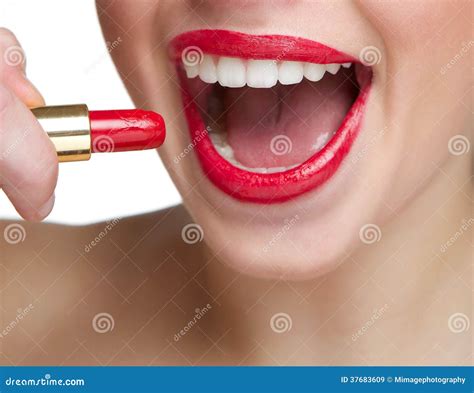 Woman Smiling With Red Lipstick Royalty Free Stock Images Image 37683609