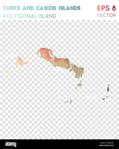 Turks And Caicos Islands Polygonal Map Mosaic Style Island Precious