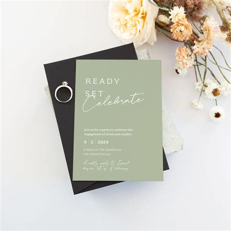 Modern Meadow Engagement Party Invitation Be My Guest Design