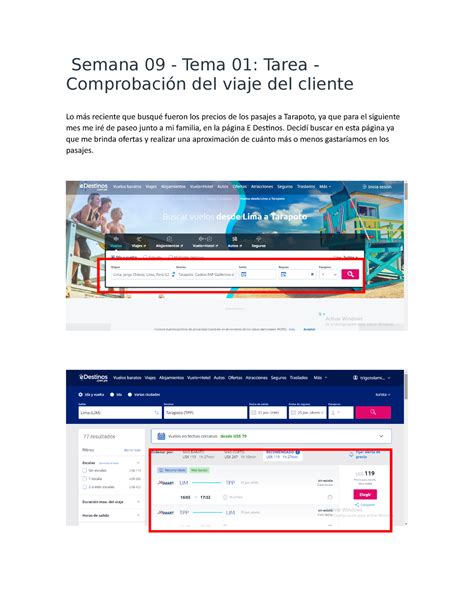 Comprobación del viaje del cliente Semana 09 Tema 01 Tarea