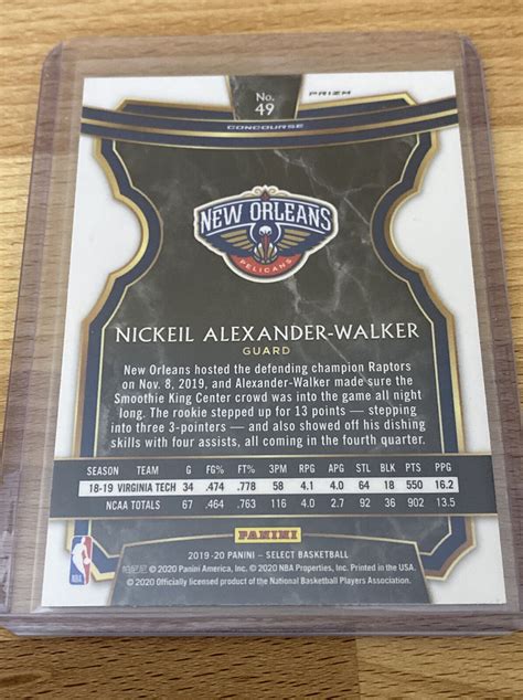 2019 20 Panini Select Concourse Silver Prizm 49 Nickeil Alexander