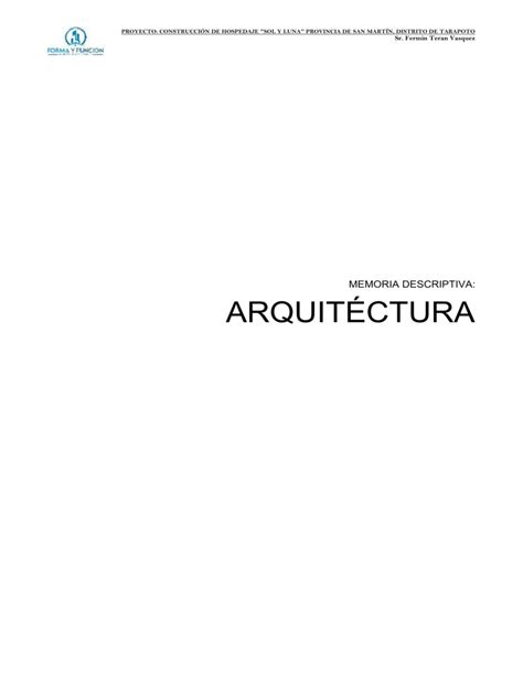 Memoria Descriptiva Arquitectura