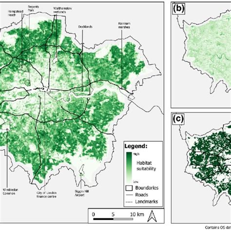 (a) Map of predicted habitat suitability for the west European hedgehog... | Download Scientific ...