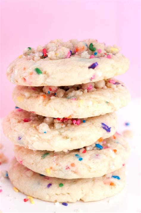 Birthday Cake Crumble Cookies Sprinkles For Breakfast Recipe In 2020 Cookie Recipes Chewy