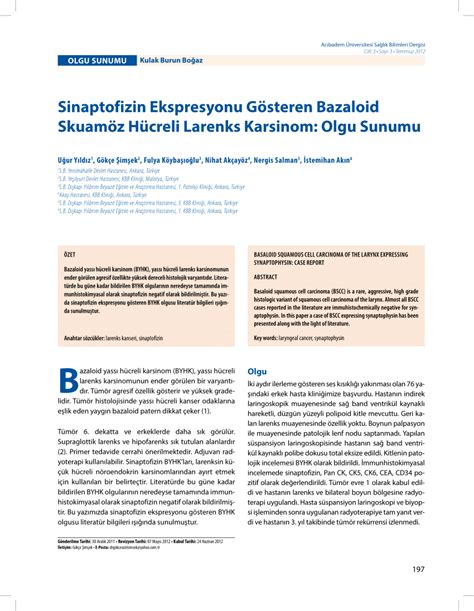 Pdf Basaloid Squamous Cell Carcinoma Of The Larynx Expressing