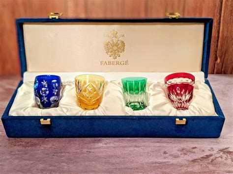 Faberge Colored Crystal Shot Glasses