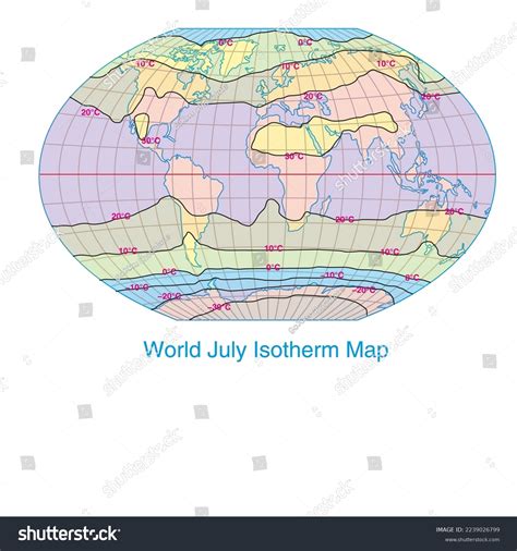 Isotherm Map World July Geography Maps Stock Vector (Royalty Free ...