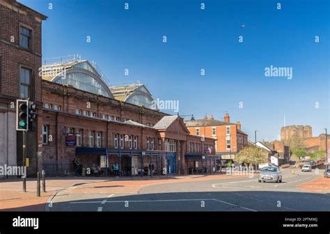 Market Hall Carlisle Cumbria Uk With Castle In Background Stock