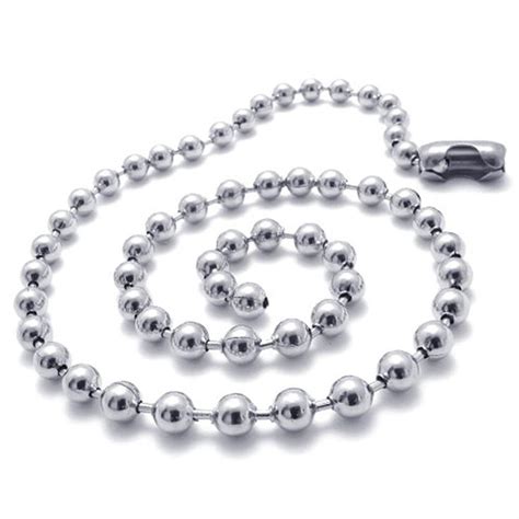 Temego Jewelry Mens Stainless Steel Necklace Classic Bead Ball Chain