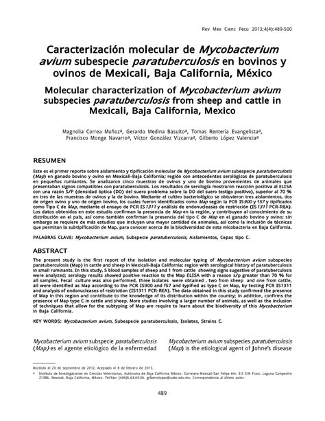 Pdf Molecular Characterization Of Mycobacterium Avium Subspecies