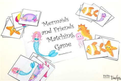 Free Printable Mermaid Matching Game Mama Teaches