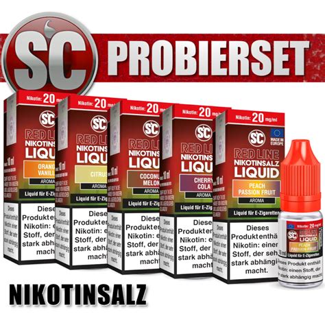 5x 10 Ml SC RED LINE Nikotinsalz Liquid Probierbox 20 Mg 23 90