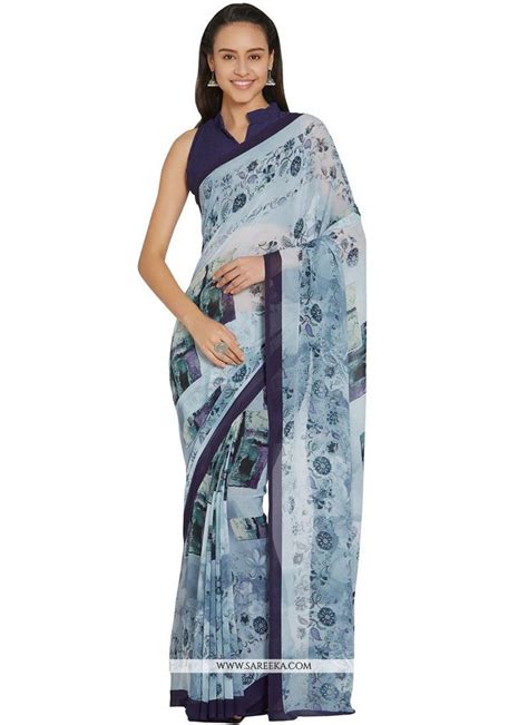 Abstract Print Faux Georgette Multi Colour Casual Saree Casual Saree