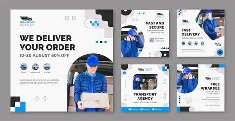 Premium Vector Instagram Posts Collection For Transport And Conveyance