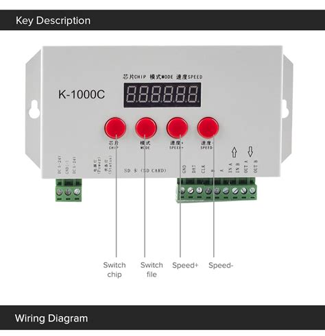 K 1000c Led Controller Sd Card 2048 Pixels For Led Strip Lights