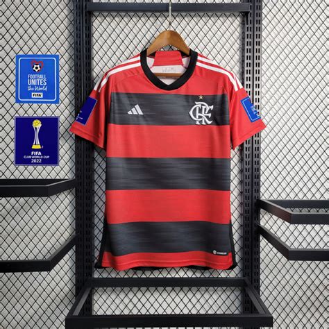 Camisa Flamengo I Torcedor Vermelha E Preta Patches Mundia