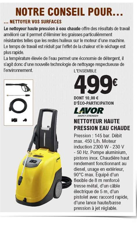 Promo Nettoyeur Haute Pression Eau Chaude Lavor Chez E Leclerc Brico