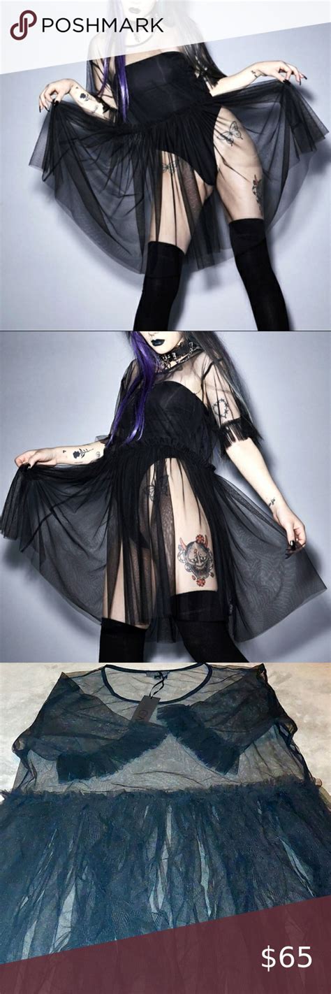 Dolls Kill Black Sheer Dress New Widow Black Sheer Dress Sheer