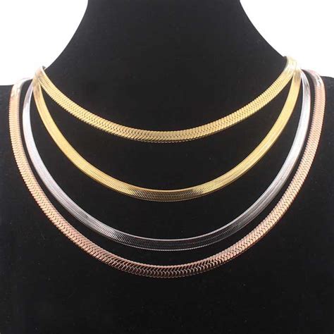 2mm To 6mm Wide Unisex Mens And Ladies Stainless Steel Herringbone Choker Chain Necklace