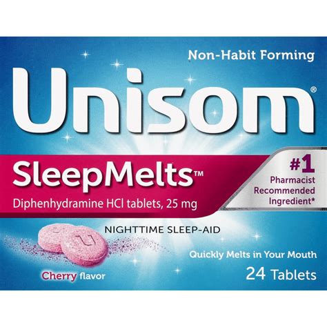 Unisom Nighttime Sleep Aid 25 Mg Tablets Cherry Flavor 24 Each Instacart