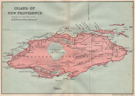 NEW PROVIDENCE Vintage Map Bahamas Caribbean 1914 Old Antique Chart